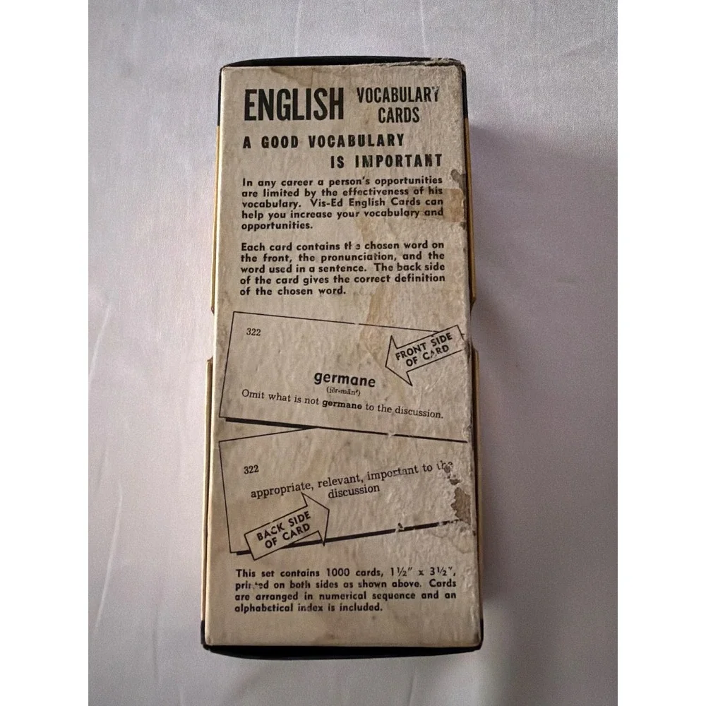 Vis-Ed English Vocabulary Cards Unisex OS Tan‎ Fair Vintage 1000 Card Set